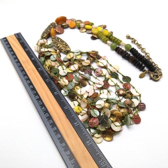 Chico's Beaded Long Necklace, Mother of Pearl Beads, 40 Inches, Earth Colors - Picture 10 of 10